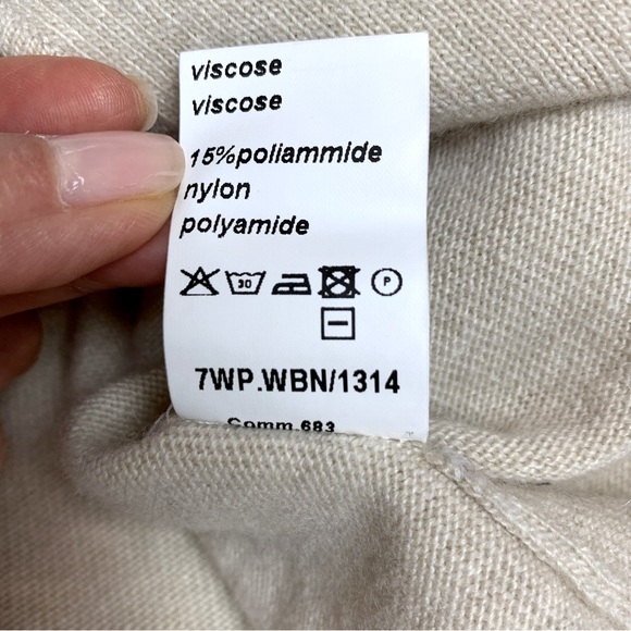 Shirt Passion Italia Women's Beige Ruffle Cardigan Sweater Size M Made In Italy - Picture 10 of 10